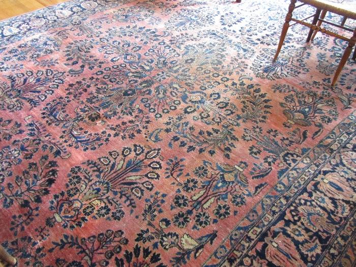 Close up of Antique Sarouk Persian Carpet