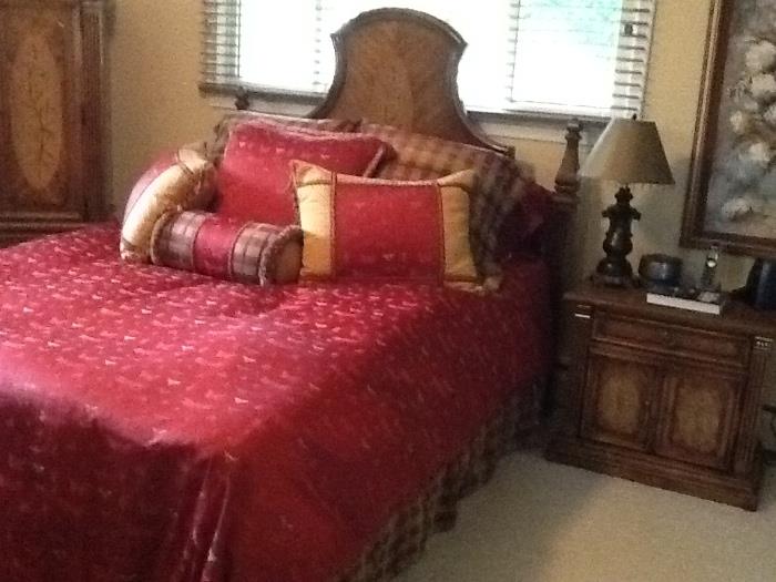 Bed (headboard, mattress and box spring), nightstand & "Scandia Down" comforter and pillows