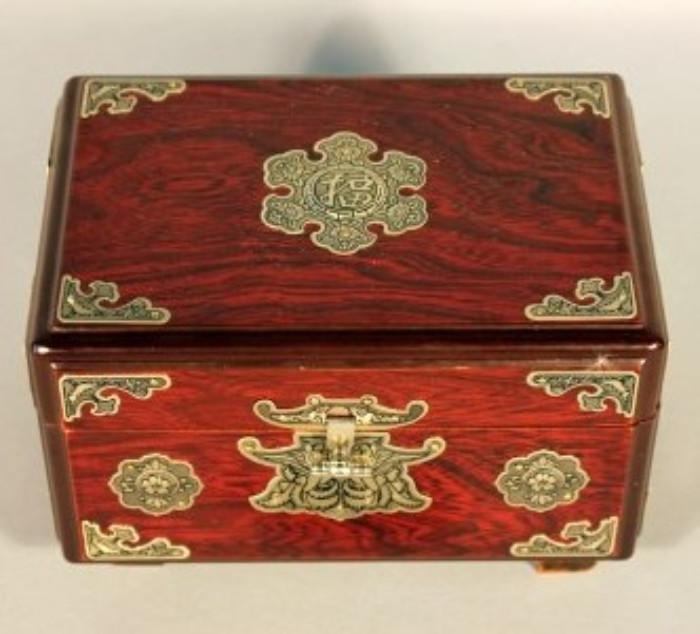 Oriental Style Jewelry Box with Key