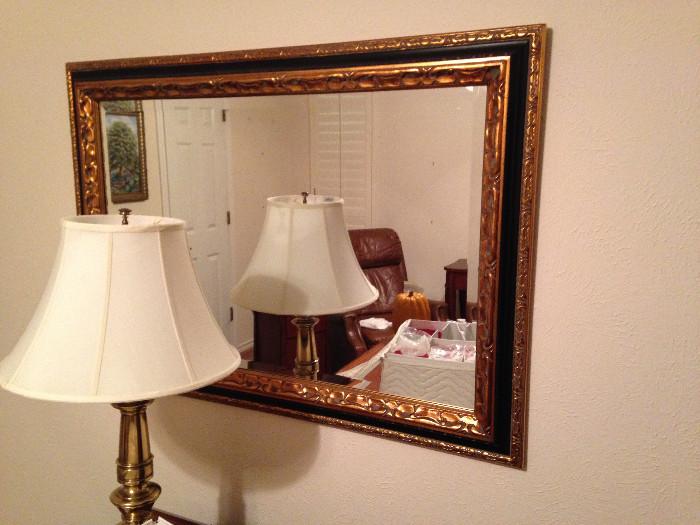 Beveled mirror and Stiffel Lamp
