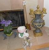 Pair Bronze Mounted Feldspar Urns