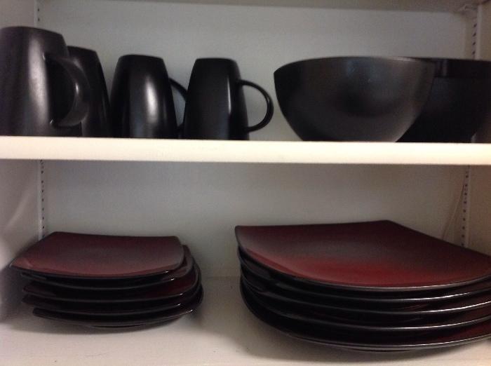 Set of black contemporary style dishes by Gibson