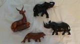 SAFARI ANIMALS BROUGHT BACK FROM AFRICA 1983 EBONY & IVORY AND TEAK