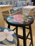 Hand painted floral counter stools