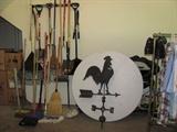 home and yard care items, rooster weather vane, menswear and shoes 
