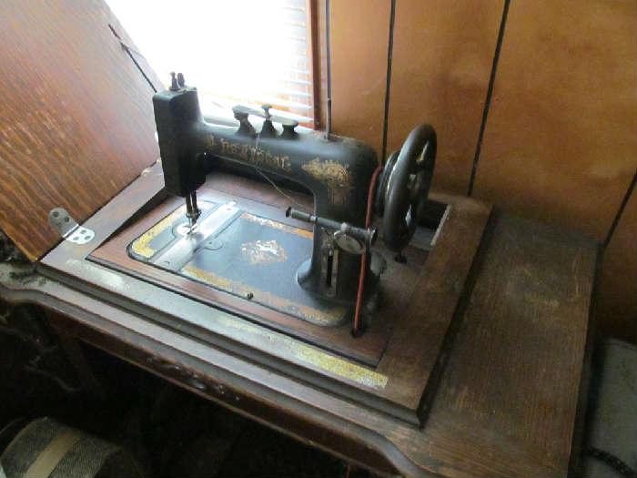Antique New Ideal Sewing Machine and Vintage Sewing Supplies