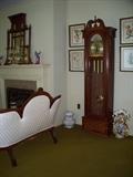  Old Paris floor vase $225.00, clock $500.00, loveseat $200.00