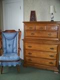 maple chest on chest $125.00, chair $100.00