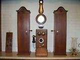 Pair of wooden cabinets with shelves inside, (1880-1900) $200.00, antique oak crank phone 