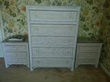 Ethan Allen wicker by Lexington "Henry Link"   dresser  $45   side tables   $20 each