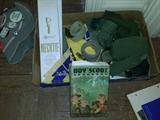 Lots of vintage boy scout items.  Books, uniforms, belts, pins, sleeping bags, activity planning logs.