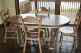 OAK TABLE AND 4 CHAIRS