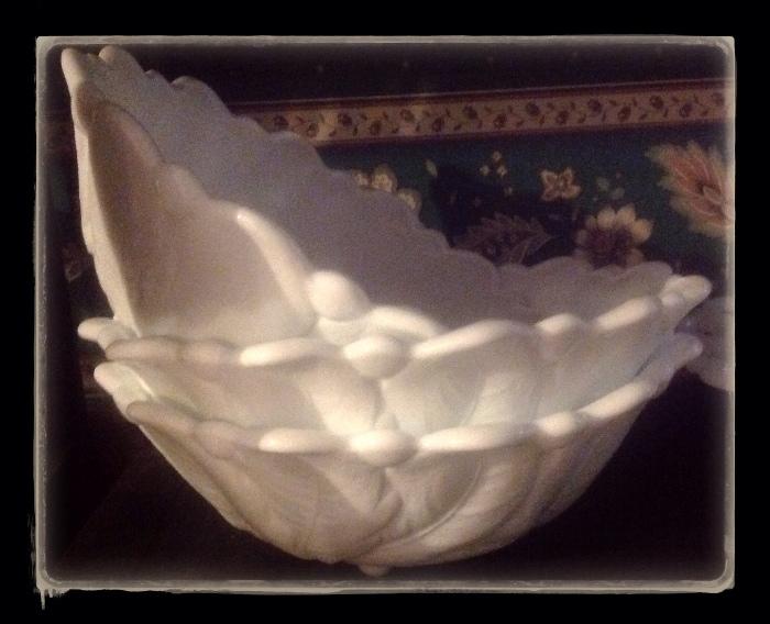 White glass bowls