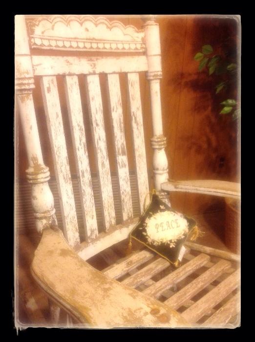 Old white big rocking chair