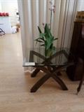 End Table sold Wood Base/Beveled Glass Top