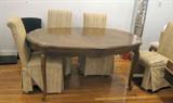 Banquet table (3 18" leaves) with 4 parsons chairs