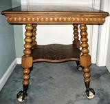 Victorian Oak Glass Ball & Claw Table