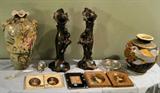 Vintage Large Satsuma vases & French Portraits on porcelain & Art nouveau vases