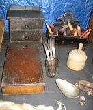 Candle Boxes, Letter Box, Butter Mold, Scoop, Sleigh Bells, Wool for Spinning