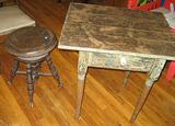 Vintage Piano Stool with Glass Feet
1800's Painted One Drawer Table