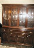Large Ethan Allen Chery China Cabinet with Bubble Glass