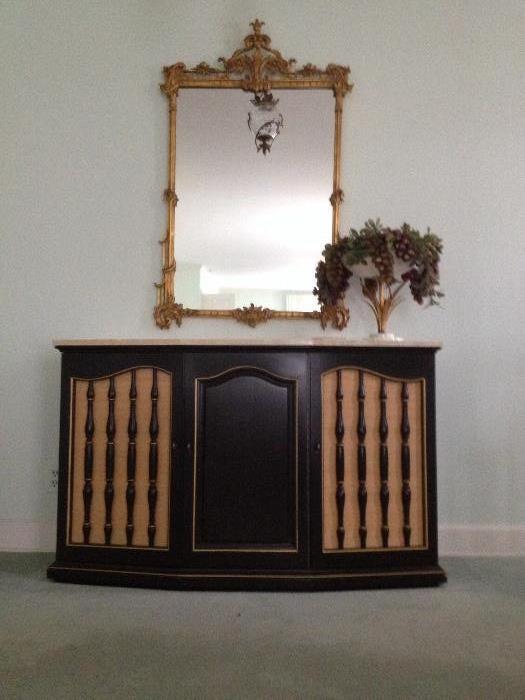 FABULOUS MID-CENTURY CONSOLE, GREAT STORAGE W/ DRAWERS! SUPER HIGH QUALITY GILT MIRROR. GREAT FOR YOUR FOYER