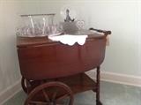 THIS AMAZING PRIMITIVE DROP LEAF  TEA CART GIVES COMFORT TO AN AMAZING SET OF VINTAGE  CANDLE WICK !!!