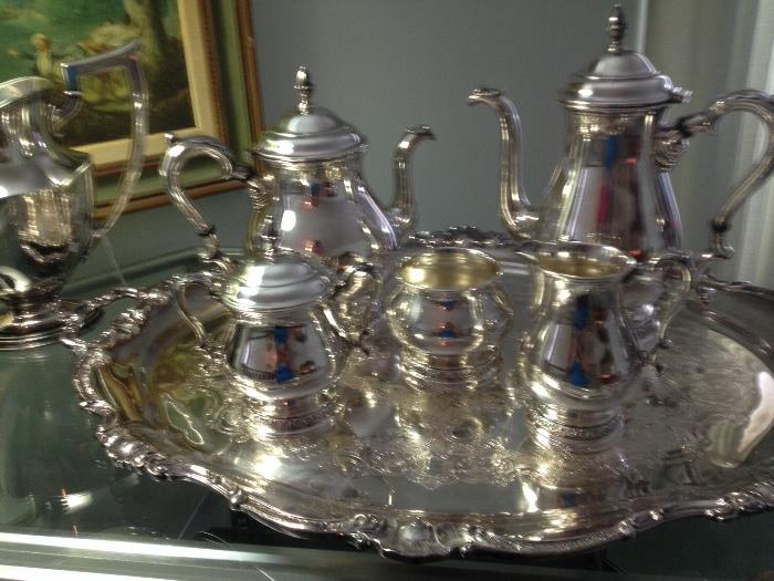 INTERNATIONAL SILVER COMPANY PRELUDE PATTERN COFFEE/TEA SERVICE. ONCE IN A LIFETIME OPPORTUNITY TO PURCHASE THIS QUALITY STERLING SILVER SET.