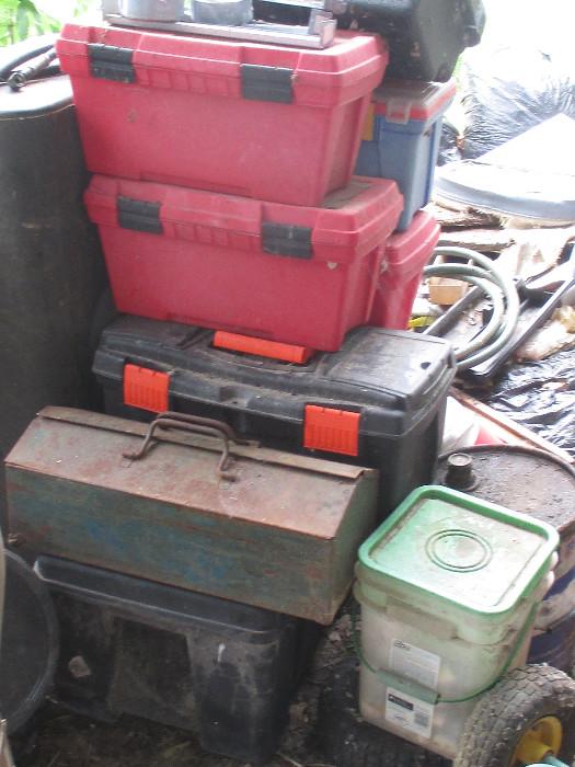 A small sample of all numerous tool boxes which we are emptying the contents out from