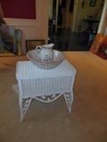 wicker table, Pitcher with wash bowl