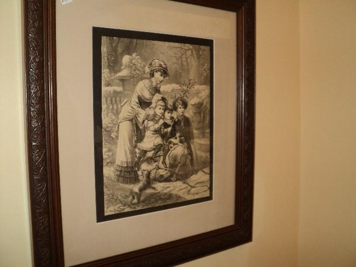 One of a pair of black and white stunning European prints in a beautiful frame!