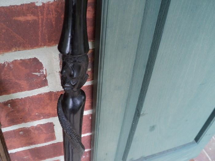 Close-up of the African inspired walking stick -- a great piece for any collector!