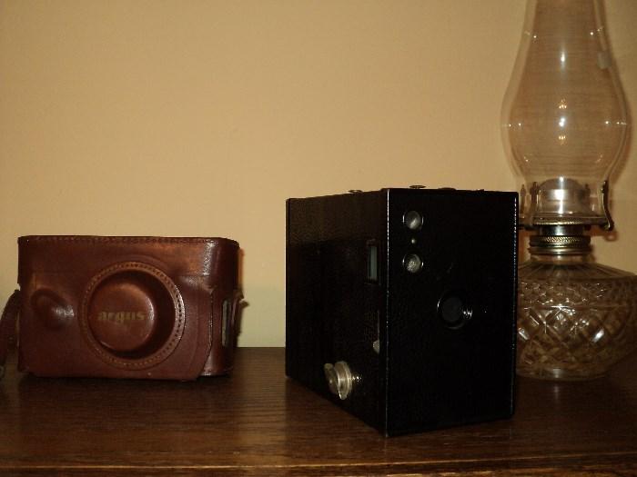Old cameras and oil lamp!