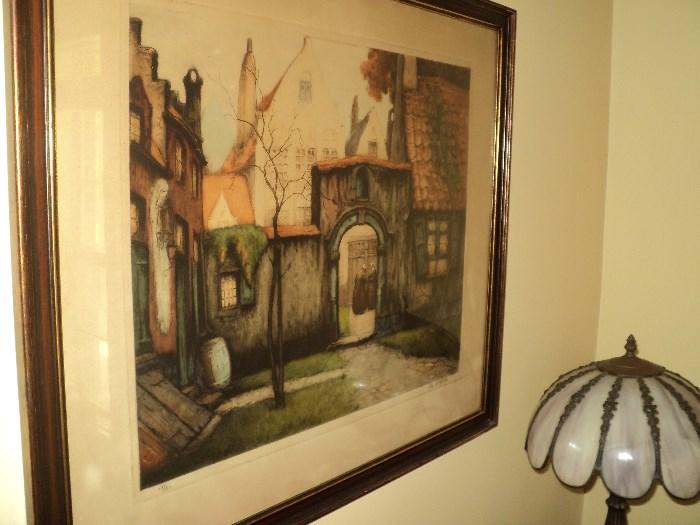 This European print hung in the seller's grandparents home for decades and then was passed down in the family!