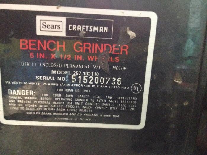 Craftsman 5" Bench Grinder