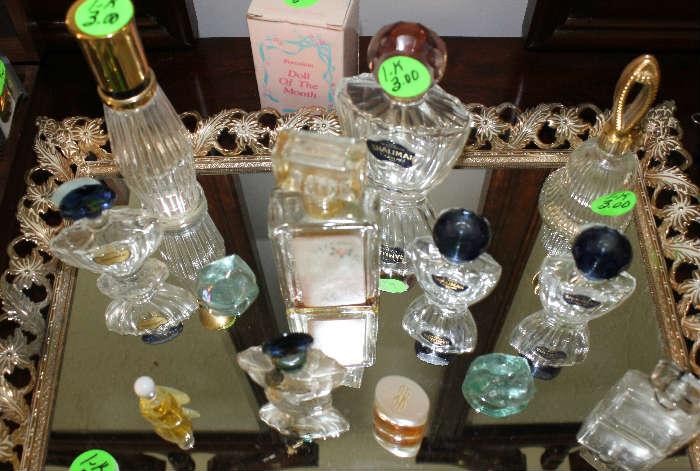 A collection of perfume bottles.