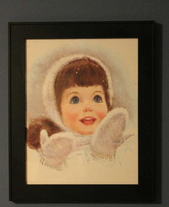The other snow girl ad for Northern Toilet paper framed.