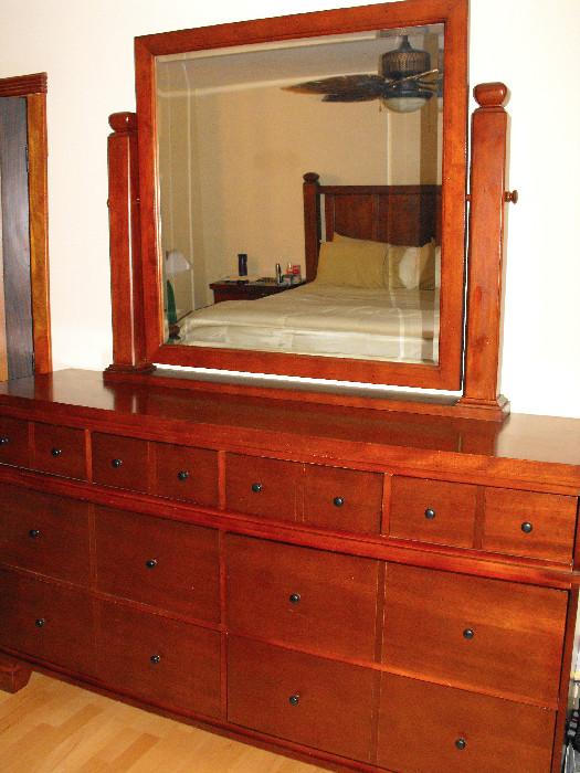 Cherry Wood Large Dresser w/ Rotating Mirror
