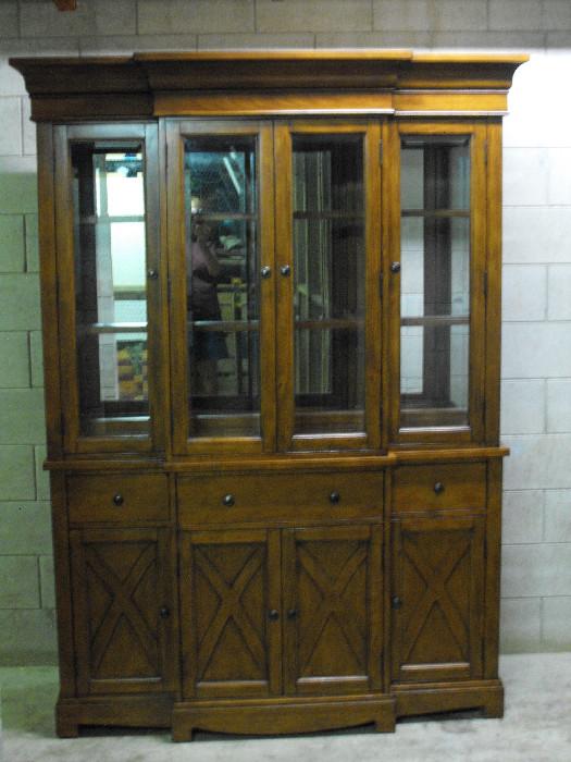 Cherry Wood China Cabinet and Hutch