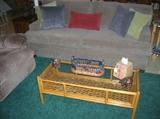 QUEEN SOFA SLEEPER & GLASS TOP COFFEE TABLE