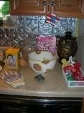 COOKIE AREA, COOKIE JARS, MIXING BOWL, COOKIE CUTTERS, TIN