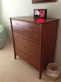 Drexel Mid Century chest of drawers has a matching headboard and dresser with mirror