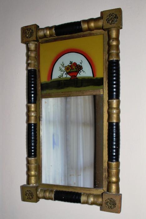 Hitchcock Style Mirror w/Reverse Painted Glass