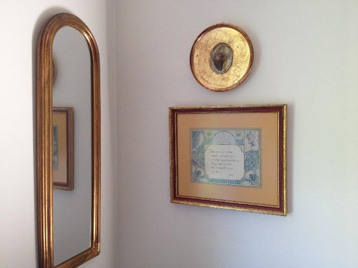 Framed art and mirrors