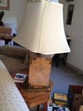 Birds Eye Maple Lamp & Italian inlay side table