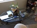 Glass and metal coffee table