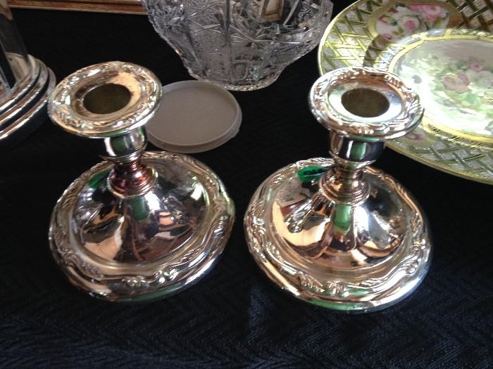 Silverplate candle holders