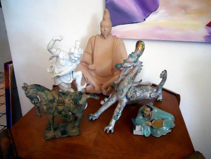 Assorted statues.