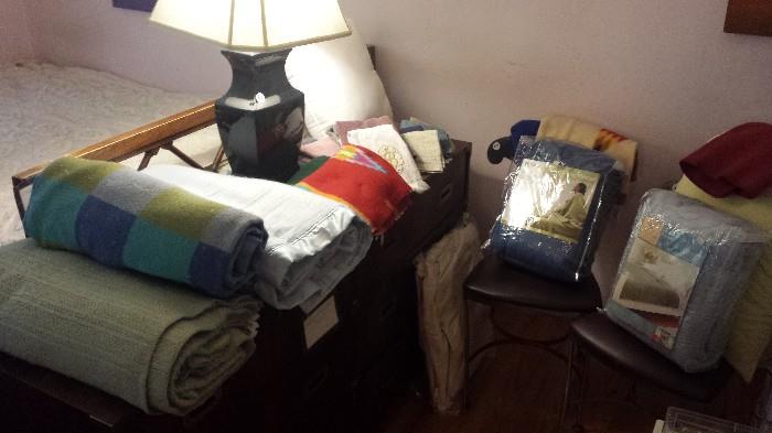 An assortment of blankets.