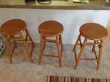 Three Oak Bar Stools